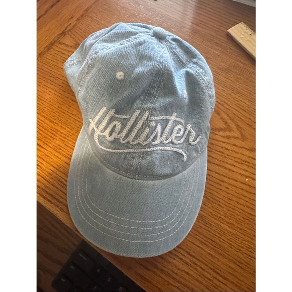 Hollister Pale Blue Denim Cap with White Script- with bonus pineapple cap